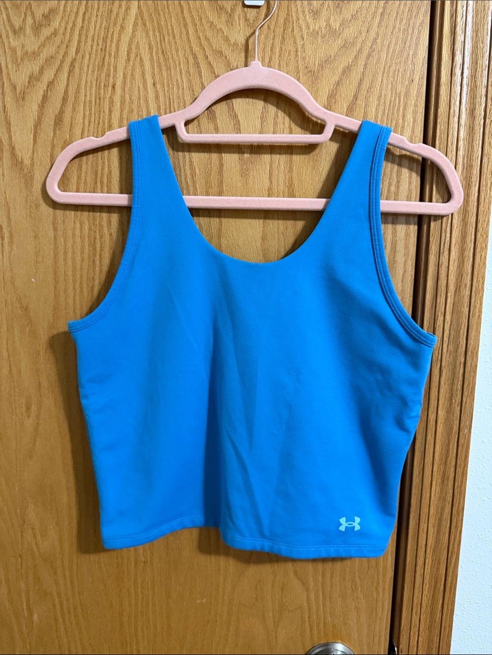 Under Armour Bright Blue Scoop Crop Tank with Logo
